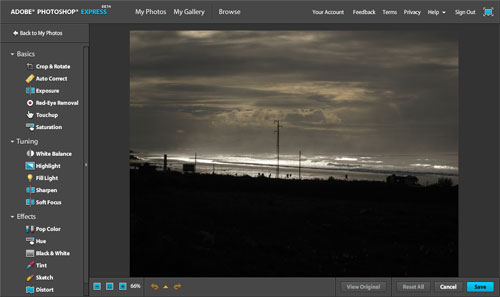 Adobe Photoshop Express: √¢‚Ç¨≈ìFoto bearbeiten√¢‚Ç¨¬ù-Interface