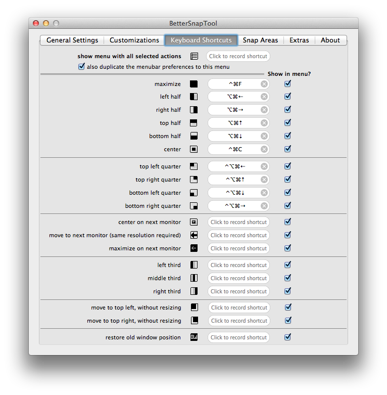 BetterSnapTool Settings